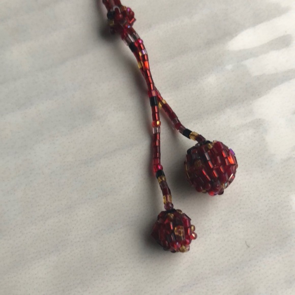 3 Ball Dangle Fire Hand Beaded Necklace - Picture 2 of 6